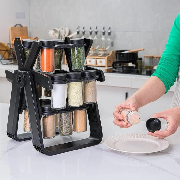 Spice Rack Organizer With 18 Spice Jars | منظم رف توابل مع 18 عبوة توابل