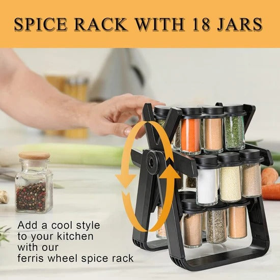 Spice Rack Organizer With 18 Spice Jars | منظم رف توابل مع 18 عبوة توابل