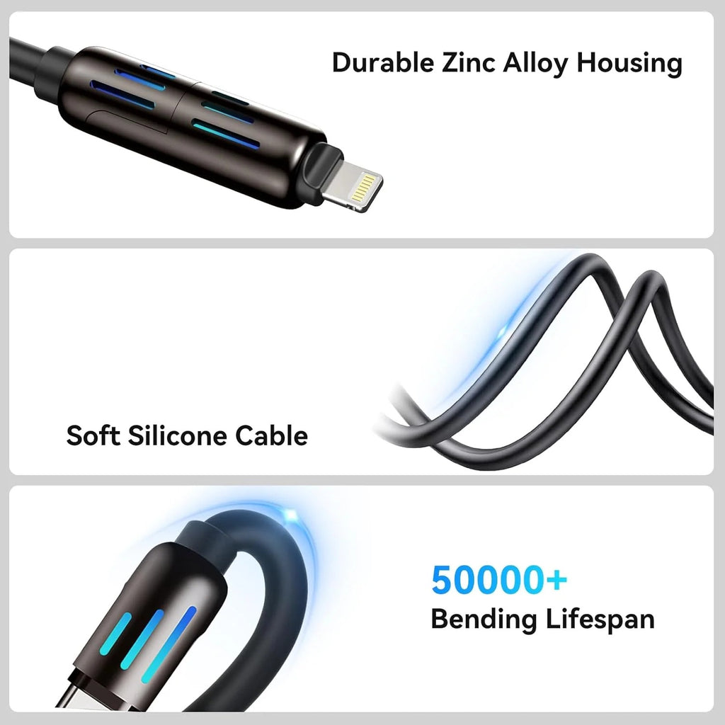 4-in-1 Universal Fast Charging Cable – Multi Connector USB Cable for Smartphones