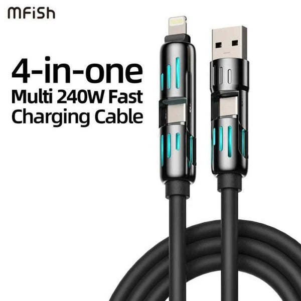 4-in-1 Universal Fast Charging Cable – Multi Connector USB Cable for Smartphones
