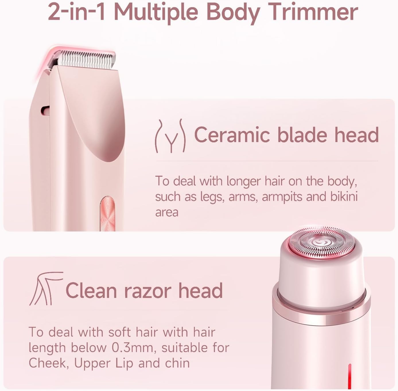 2-in-1 Women's Electric Shaver & Trimmer | ماكينة حلاقة وتشذيب نسائية 2 في 1