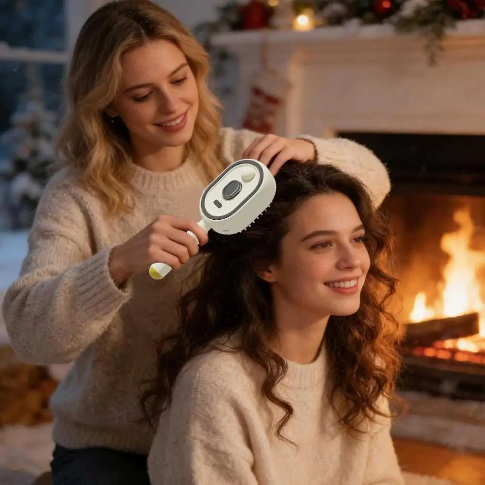 Rechargeable Steam Hair Brush – Detangling & Hair Care Brush with Oil Treatment